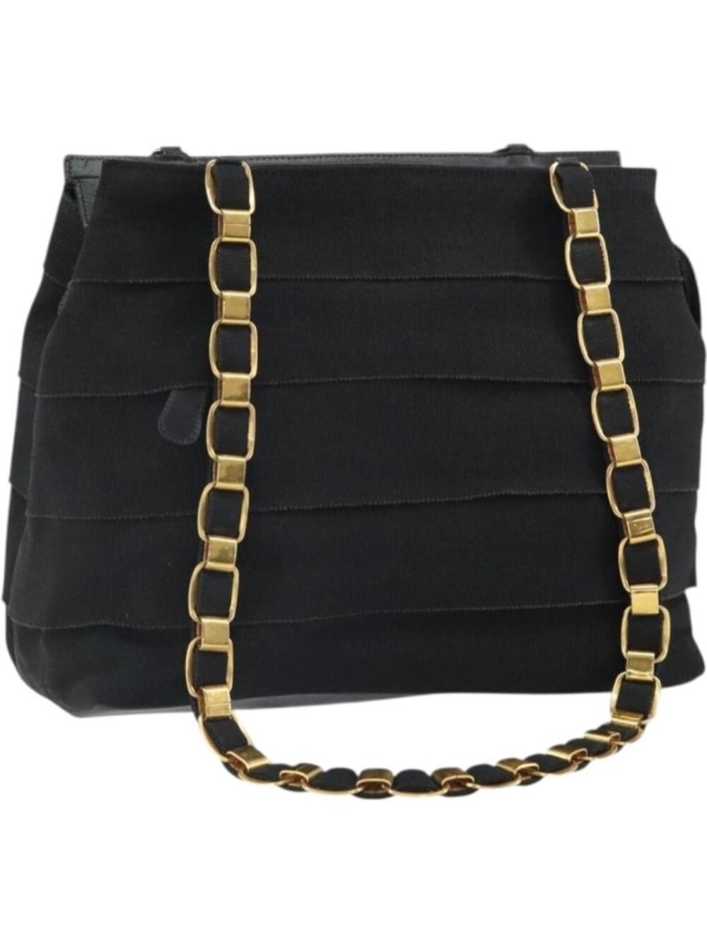 Salvatore Ferragamo Vala Chain Tote Bag Canvas Black Gold